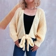thumbnail image 3 of Uootdi Women's Tie Front Knit Cardigan Open Front Long Sleeve Crochet Sweater Casual Fall Outerwear Yellow Women Top, 3 of 4