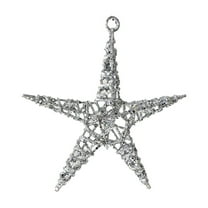 Christmas Tree Top Star, Iron Starfish Ornaments, Five Pointed Star Window Hanging Decoration, White Silver Glitter Finish Durable Holiday Party Ornament 20x15cm