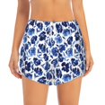 thumbnail image 2 of Yiaed Blue Roses Print Women's Running Shorts with Liner 3 Zipper Pockets Elastic Workout Athletic Gym Yoga Shorts-Medium, 2 of 7