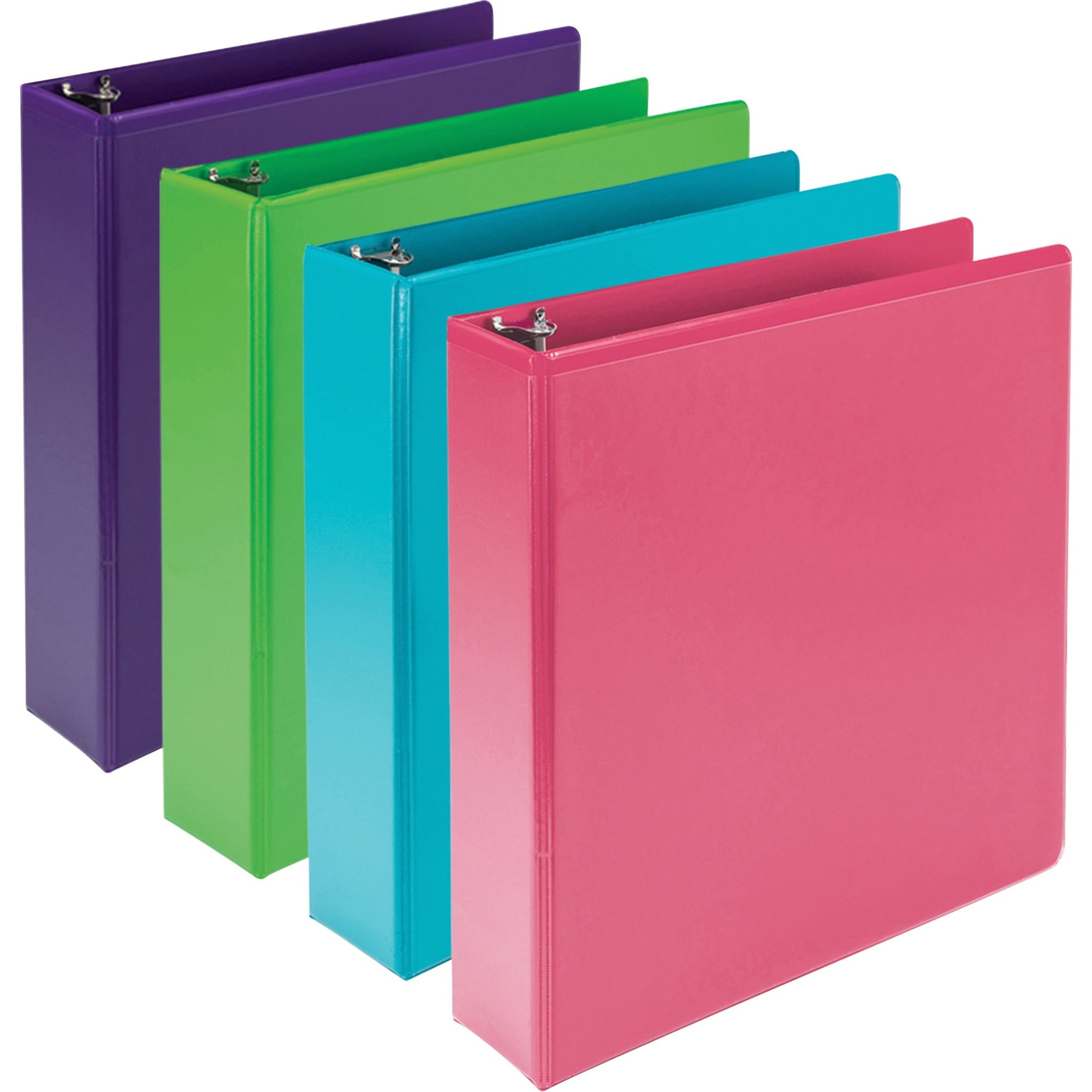 Samsill Earth's Choice Plant-Based Durable 2 Inch 3 Ring View Binders - 4 Pack - Fashion Assorted, Lime, Purple, Pink, White, 4 Pack (Quantity)