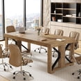 thumbnail image 3 of Tribesigns 5.9 ft Conference Table for 6-8 People, 70.87" Rectangle Meeting Table with Strong Double Pedestal, Large Business Seminar Desk for Office, Brown, 3 of 6