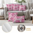 thumbnail image 6 of Pink Palm Leaf Outdoor Waterproof Pillow Covers, Tropical Vintage Grey Summer Plant Decorative Square Throw Pillowcase Sofa Cushion Sham for Patio/Couch/Chair, 20"x20" 2 Pack, 6 of 8