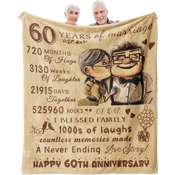 LHSHID 60th Anniversary Blanket Gifts 60th Wedding Anniversary for Couple Parents Wife Husband 60th Anniversary Decorations 60 Years of Marriage Gifts for Mom Dad Grandparents 30"x40"