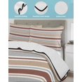 thumbnail image 3 of Quilt King Size Bedding Set, Beige Khaki Striped Reversible Summer Quilt 3 Pieces, Farmhouse Stripes Modern Abstract Art Lightweight Bedspreads Coverlets with 2 Pillow Shams for All Seasons, 3 of 5