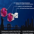 thumbnail image 2 of Gem Stone King 14K White Gold Red Created Ruby Double Notch Stud Earrings | 2.70 Cttw | Gemstone July Birthstone | Oval 8X6MM | Gold Earrings for Women Men, 2 of 6