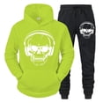 thumbnail image 3 of Chándal informal para hombre, divertido traje deportivo con capucha de manga larga con estampado de calavera de DJ y música, sudaderas y pantalones de otoño, conjuntos de dos piezas de moda, 3 of 4