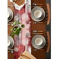 thumbnail image 2 of ERUNPONLY Red Grey Oil Painting Table Runner - 72 Inch Long Abstract Modern Street Smear Art Cotton and Linen Blended Dress Scarves Farmhouse Table Runner for Kitchen Dining, Coffee Table, 18"x72", 2 of 8