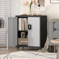 thumbnail image 5 of NICEGDLT Metal Garage Storage Cabinet with Wheels,31.89" H Steel Lockable Cabinet with 2 Doors and 1 Adjustable Shelf, Small Rolling Cabinets for Home Office, Garage, BlackGray, 5 of 10