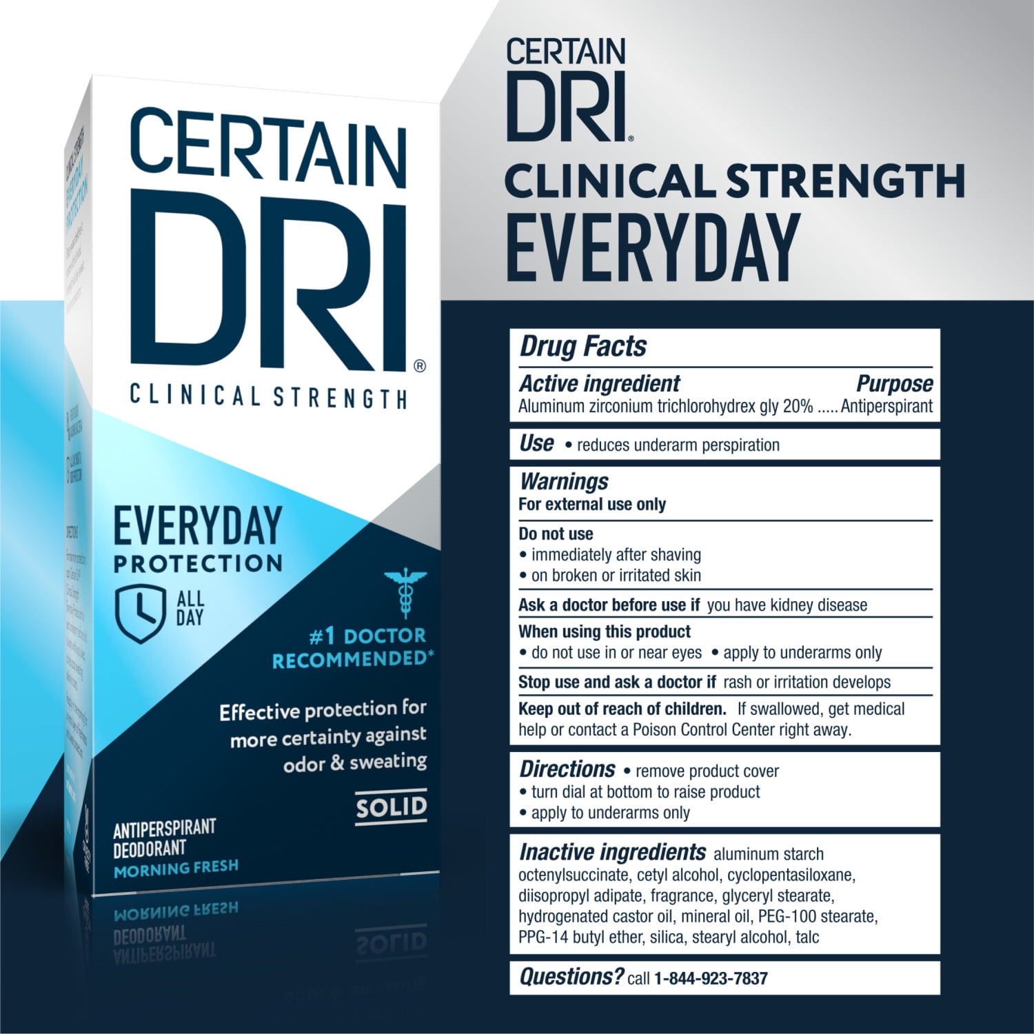 (3 pack) Certain Dri Clinical Strength Everyday Protection Antiperspirant Deodorant Solid Morning Fresh 2.6 oz