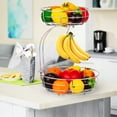 thumbnail image 4 of Auledio 2 Tier Metal Fruit Basket Bowl Holder with Banana Hanger, Detachable Storage Basket for Kitchen Countertop (Silver), 4 of 7