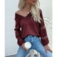 thumbnail image 2 of Blusa De Moda Para Mujer, Tops Con Cuello En V De Encaje Transpirable Para Ir De Compras Para Viajar Para Mujer ANGGREK Vino Tinto L, 2 of 7