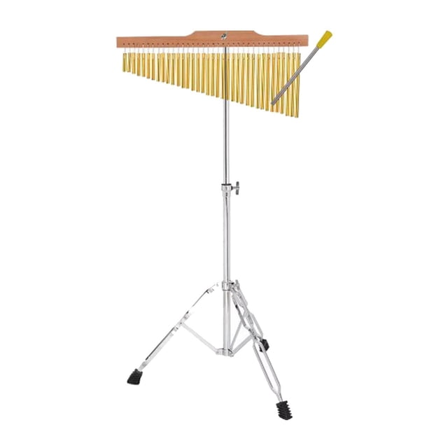 Yinanstore Carillons de Percussion, Instrument de Percussion Musical Portable Support Réglable Robuste Carillon de Bar Classique Rangée Unique pour Performance Support Argent 36 Notes