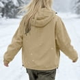 thumbnail image 6 of Tsivenald Women's Fashion Solid Color Long Sleeve Pocket Zipper Outdoor Waterproof Rain Jackets Windbreaker Coat, Beige S-2XL, 6 of 7