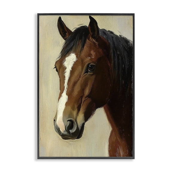 Stupell Industries Rustic Lodge Beautiful Brown Horse Portrait Black Framed Giclee Art, 12 x 18, by Petals Prints Design