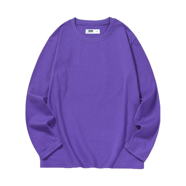 T-shirt en Coton à Manches Longues pour Enfants Noir 5-6 Ans