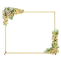 Walensee 7.9FTx6.6FT Gold Wedding Arch Backdrop Stand, Adjustable Square Metal Arch Frame for Ceremony Party Birthday Baby Shower Bridal AnniversaryGarden Balloon Photo Decoration