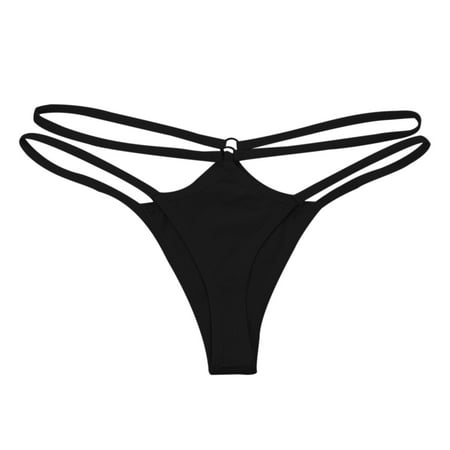 

Entyinea String Thongs for Women Soft Stretch Bikini Panties High Cut Lace Panties Black XL