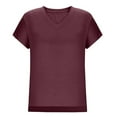 thumbnail image 5 of ameIAEA Women's T-Shirts Short Sleeve V Neck Summer Casual Tees Solid Color Basic Tops Trendy Outfits, 5 of 6
