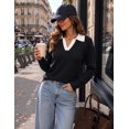 thumbnail image 3 of Zeagoo Womens Sweaters Long Sleeve Polo Shirts V Neck Business Casual Tops Knit Pullover Fall, 3 of 6