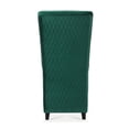 thumbnail image 7 of Retro Wing Back King Throne Chair, High Back Armless Dining Chair with Curved Backrest and Birch Legs, Fabric Upholstered Accent Chair Side Chair for Living Room Dining Room Bedroom, Retro Green, 7 of 7