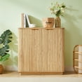 thumbnail image 2 of CQSXDA 31.5'' Sideboard Buffet Cabinet Featuring Curved Wave Design For Hallway Living Room And Bedroom Decor, Oak, 2 of 16