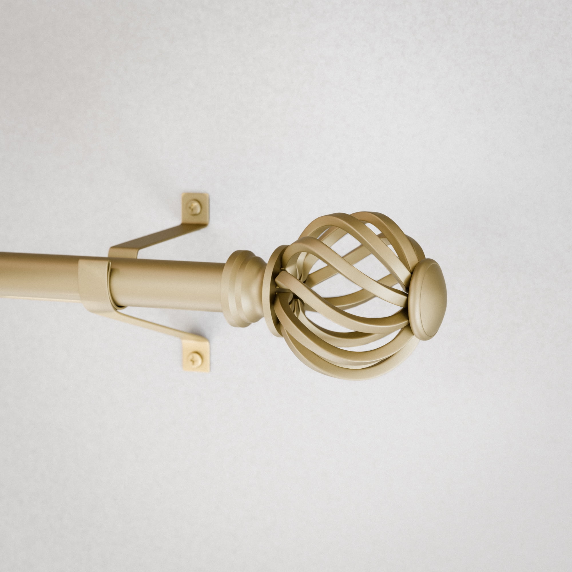 Mainstays 3/4" Gold Twist Cage Adjustable Single Curtain Rod Set, 30"-84"