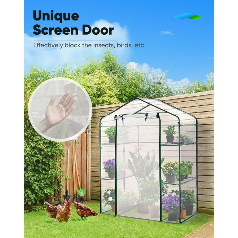 Greenhouse for Outdoors, Mini Walk-in Portable Flower Garden Plant