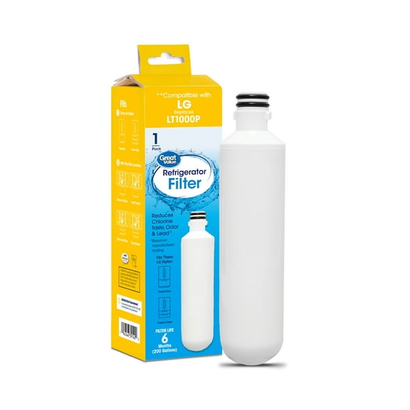 Great Value Replacement Refrigerator Water Filter for LG LT1000P and Kenmore 469980, 1 Pack