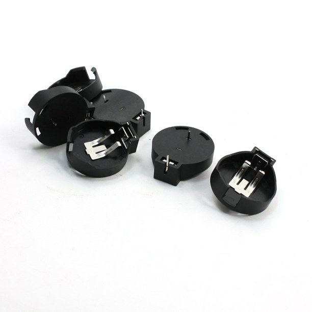 Unique Bargains 6PCS Lithium Button Battery Holder Case Black for