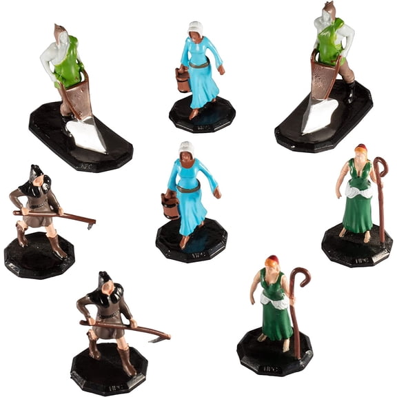Monster Protectors Townsfolk Mini Fantasy Figures- 8pc Hand-Painted Fieldworkers Non Player Character NPC Miniatures -1" Hex-Sized Compatible with DND Dungeons Dragons Tabletop Games