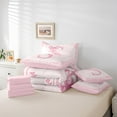 thumbnail image 6 of Castle Fairy Alphabet Bow 7pcs Bedding Comforter Set,Dreamy Princess Queen Bedding Sets Super Cozy,Monogrammed Letter Queen Sheet Sets,Lightweight Flower Room Decor,Reversible, 6 of 8