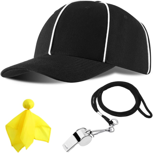 Accesorios de disfraz: sombrero de árbitro de BBTO, silbato, bandera