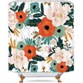thumbnail image 6 of Fabric Floral Colorful Bright Shower Curtain for Bathroom Decor 72Wx72H Inch Spring Red Flower Green Leaves Boho Bathtub Accessories Botanical Decorative Set Waterproof 12 Pack Hook WW-YHX9, 6 of 6