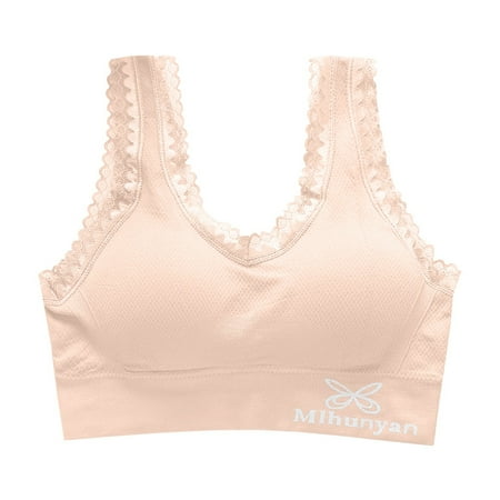 

Frehsky lingerie for women Women s Unlined Unwired Lace Bra With Padded Straps Beige