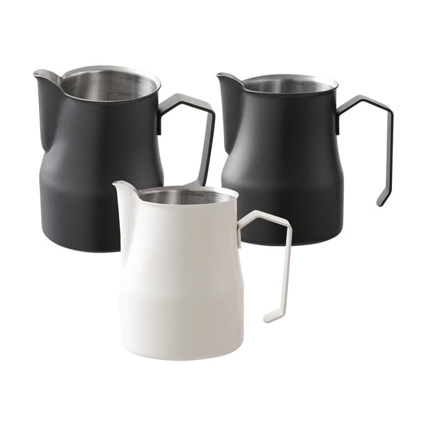Espumador de leche de acero inoxidable para crema, espumador para capuchino y chocolate caliente Beige 500ml Negro 500ml Negro 350ml