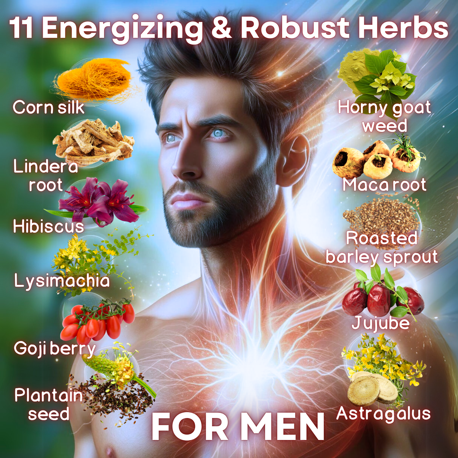 Dr. Lu’s Happy Guy Tea | 11-Flavor Corn Silk, Horny Goat Weed, Maca Root, Hibiscus Tea Blend for Men's Health | Promote Urination & Prostate Health | Improve Strength & Fertility