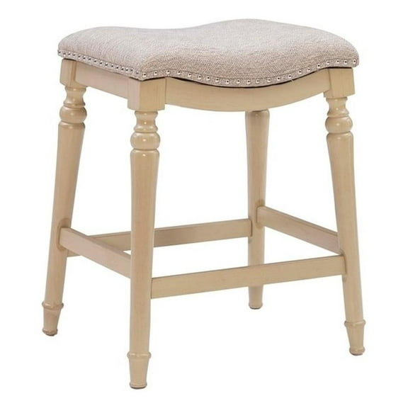 Bowery Hill Modern Big and Tall 27" Wood Counter Stool in Cream