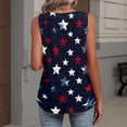thumbnail image 5 of 250 Anniversary Usa Shirts Women Patriotic Star Print Scoop Neck Botton Down Sleeveless Tank Top Patriotic Soft Summer Camping Tops,M,#01 Navy, 5 of 5