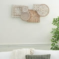 thumbnail image 2 of DecMode White Wood Carved Geometric Floral Wall Decor with Brown Scrolls, 2 of 13