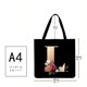 thumbnail image 3 of (L) Bolso Mano Gran Capacidad Lino Con Flores Y 26 Letras (40*40 CM), 3 of 3