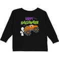 thumbnail image 3 of Inktastic Happy Halloween-monster Truck with Pumpkins, Bats, Cat,and Ghost Boys or Girls Long Sleeve Toddler T-Shirt, 3 of 5