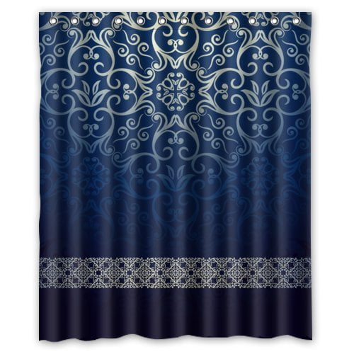 BPBOP Luxury Pattern In Blue Shower Curtain Waterproof Polyester Fabric