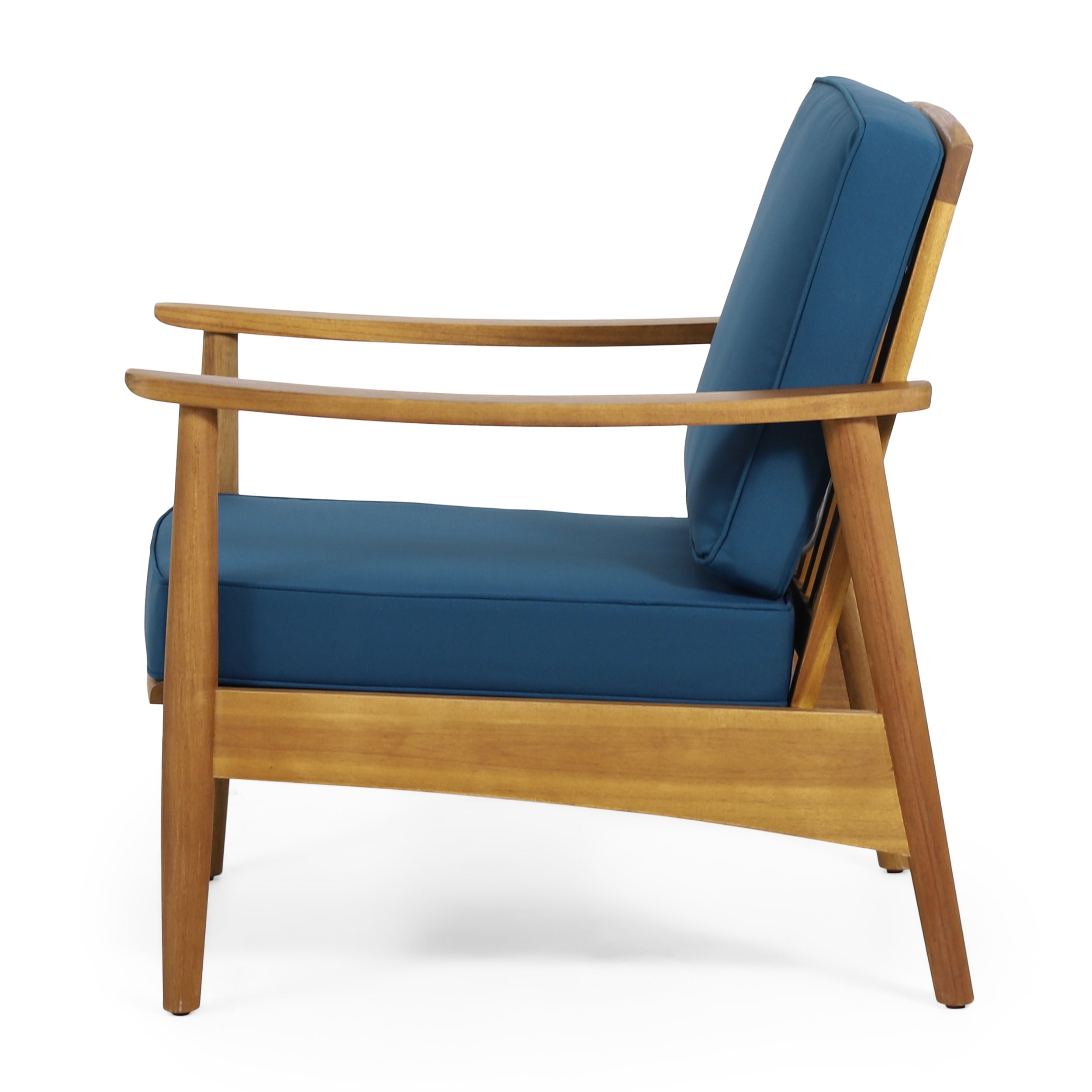 Greta Acacia Wood Outdoor Club Chair, Teak and Dark Teal