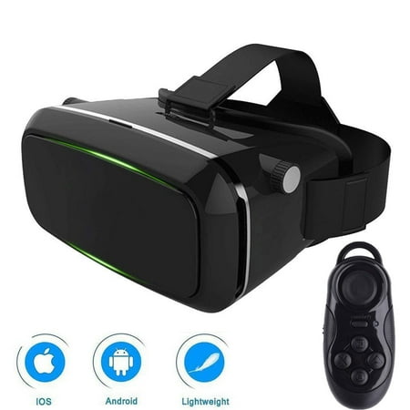 3D VR Virtual Reality Goggles Headset with Controller for iPhone Samsung Note Smartphones 3.5-6.0 inch Screen