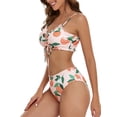 thumbnail image 2 of Women Cute High Waisted Bikini Set Lace Up Ruched Two Piece Swimsuits Push Up Swimwear for Teen Girls Plus Size Modest, 2 of 4