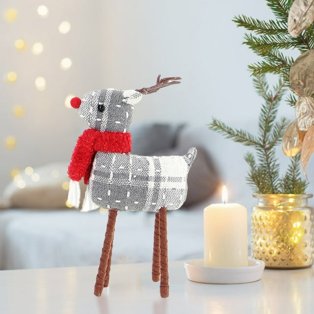 Muñeco de Ciervo Navideño, Tejido Acogedor, Decoración Navideña Caprichosa, Suave y Ligera, Versátil para Decorar El Hogar o El Árbol, Perfecto para Festividades Navideñas, Tamaño 27 X 14 X 4 Cm.