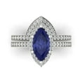 thumbnail image 2 of Clara Pucci 14K White Gold Marquise Cut 2Ct Simulated Tanzanite Engagement Ring + Matching Band - Luxury Box Included, 2 of 7