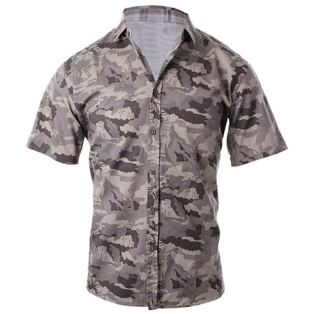 Button Cami (Enimay Men's Short Sleeve Shirt Button Down Collared Printed Lightweight Casual Floral Camo Size)