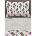 thumbnail image 3 of Floral Comforter & Sham Bedding Set, Hand Drawn Inspired Roses in Spring Tones Illustration on Plain Background, 3 pcs Duvet Set Microfiber Filling Quilt, 5 Sizes, Pink Pistachio Green, by Ambesonne, 3 of 4