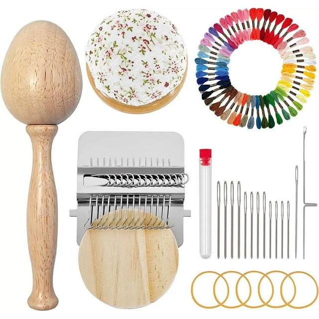 All-In-One Weaving & Darning Kit - Wooden Tools Thread Set for Clothing Holes & Tear Repair